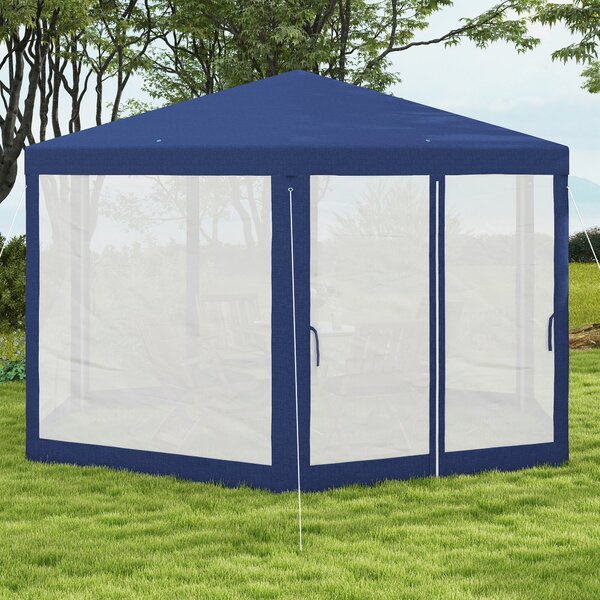 Outsunny Pavilon 4x3m Hexagonální Voděodolný Stabilní Zimní Odolný Pavilon s Moskytiérou, Party Stan, Zahradní Altán se 6 Bočními Panely pro Kempování