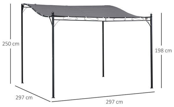 Outsunny Pergola Zahradní Pavilon Kryt Stan Šedý 297x297cm | Aosom