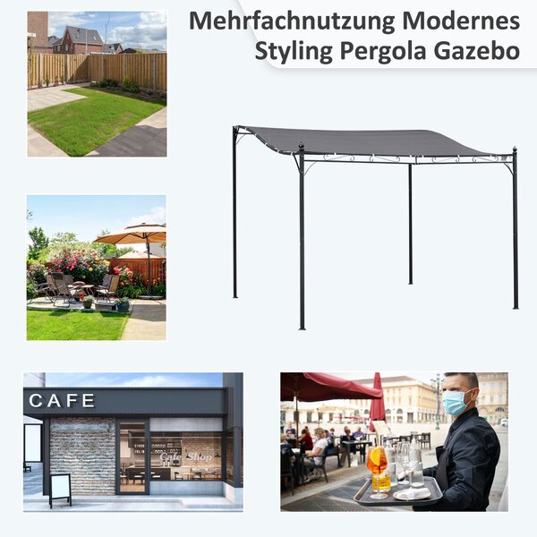 Outsunny Pergola Zahradní Pavilon Kryt Stan Šedý 297x297cm | Aosom