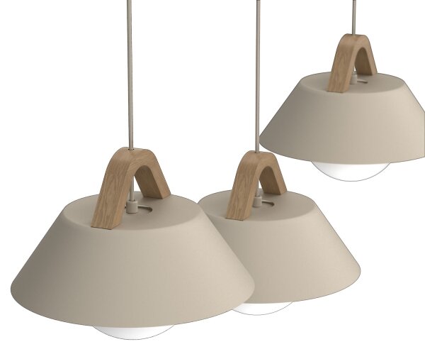 Lustr na lanku FUNDA 3xE27/15W/230V béžová