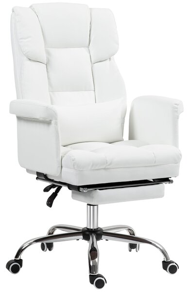 HOMCOM Kancelářská židle, ergonomická otočná židle s funkcí sklonu, bederním polštářem, výškově nastavitelná počítačová židle s opěrkou nohou, pro dom