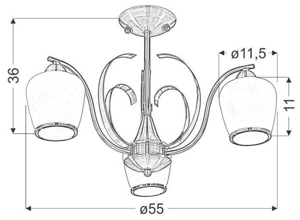 Candellux Opera stropní světlo 3x60 W bílá-patina 33-54951