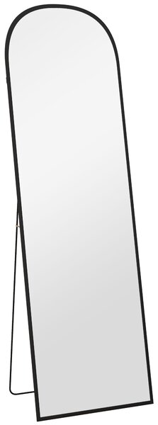 HOMCOM Celoplošné Zrcadlo 160,5 x 49 cm Obloukové Podlahové Zrcadlo s Nerozbitným Sklem a Hliníkovým Rámem, Opřené Zrcadlo, Stojací Zrcadlo do Obývací