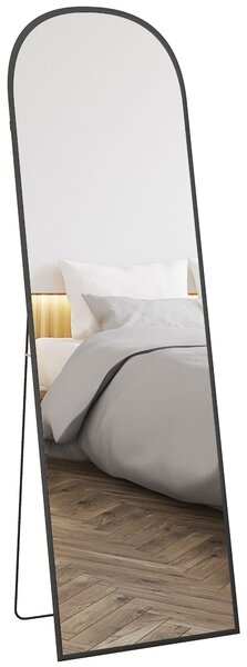HOMCOM Celoplošné Zrcadlo 160,5 x 49 cm Obloukové Podlahové Zrcadlo s Nerozbitným Sklem a Hliníkovým Rámem, Opřené Zrcadlo, Stojací Zrcadlo do Obývací