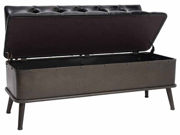 Úložná lavice s opěradlem 110 cm černá umělá kůže 339297