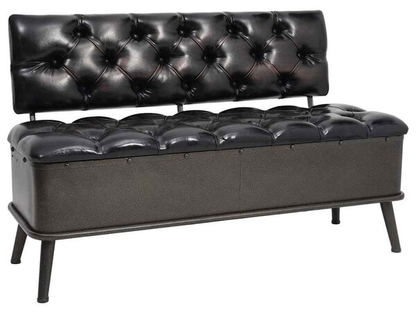 Úložná lavice s opěradlem 110 cm černá umělá kůže 339297