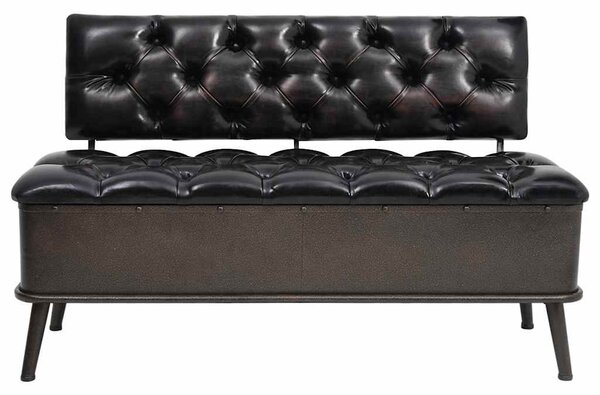 Úložná lavice s opěradlem 110 cm černá umělá kůže 339297