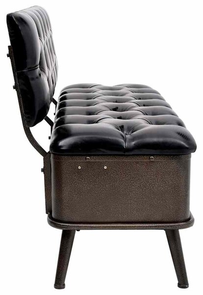 Úložná lavice s opěradlem 110 cm černá umělá kůže 339297