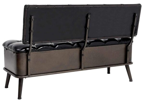 Úložná lavice s opěradlem 110 cm černá umělá kůže 339297