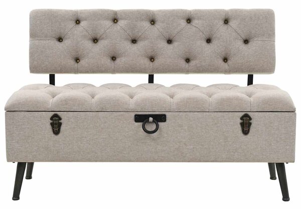 Úložná lavice s opěradlem 110 cm krémová textil 339298