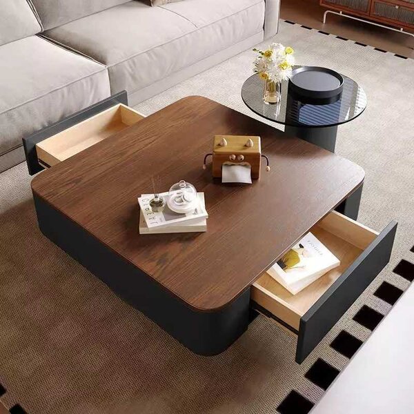 LuxuryForm DESIGN Konferenční stolek MODENA 80 × 80 cm - hnědý, černý