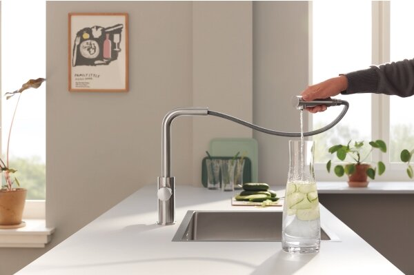 GROHE 30590DC0 - Dřezová baterie s výsuvnou koncovkou BLUE PURE nerez