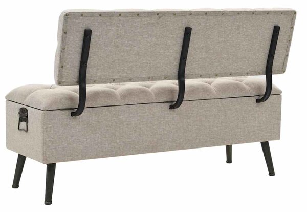 Úložná lavice s opěradlem 110 cm krémová textil 339298