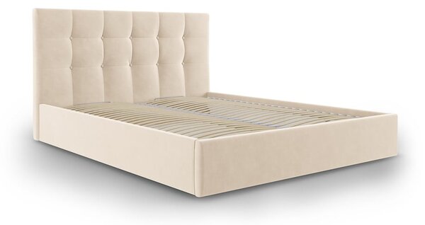 Béžová čalouněná dvoulůžková postel s úložným prostorem s roštem 140x200 cm Nerin – Mazzini Beds