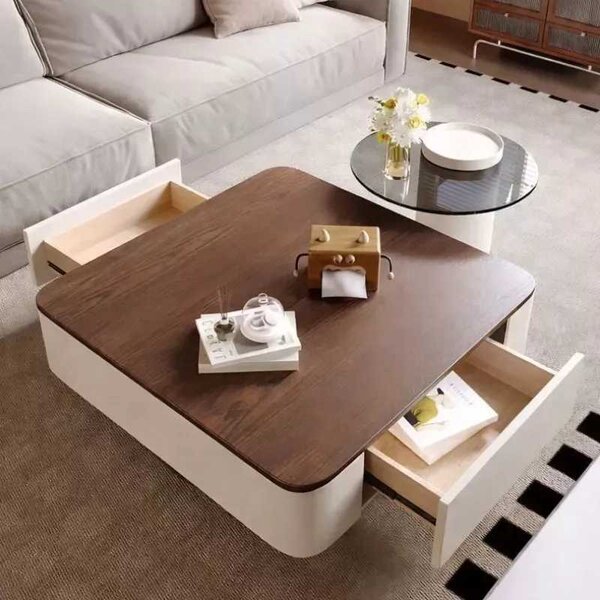 LuxuryForm DESIGN Konferenční stolek MODENA 80 × 80 cm - hnědý, béžový