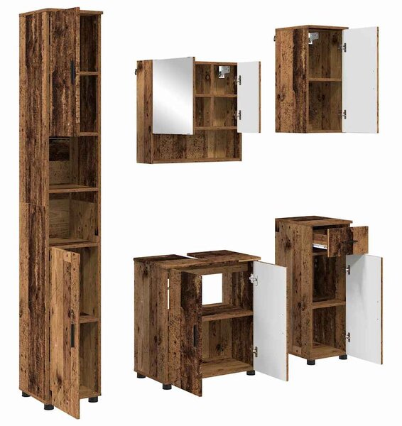 Sada koupelnového nábytku 5 ks Staré dřevo 61 x 35 x 64 cm 3393001