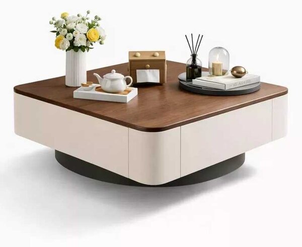 LuxuryForm DESIGN Konferenční stolek MODENA 80 × 80 cm - hnědý, béžový