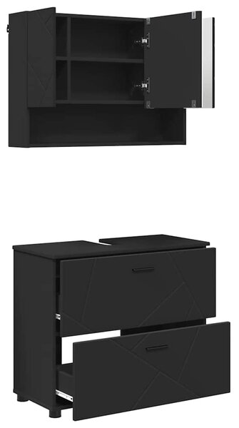 Sada koupelnového nábytku 2 ks Černá 76,5 x 35 x 64 cm 3393014