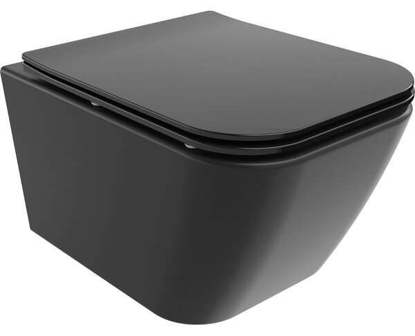 Mexen Madox WC mísa Rimless s deskou zpomaleným sklápěním slim, duroplast, černá mat - 30154070