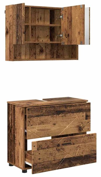 Sada koupelnového nábytku 2 ks Staré dřevo 76,5 x 35 x 64 cm 3393021