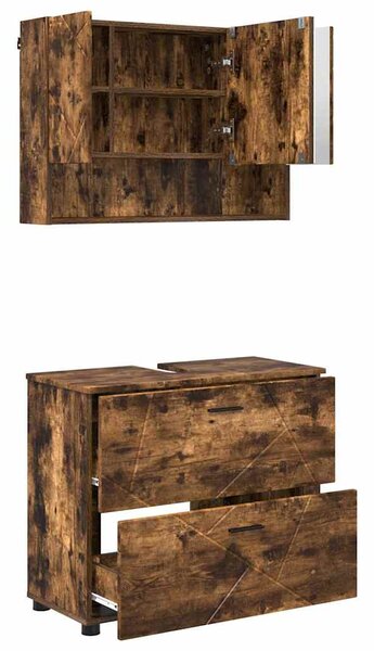 Sada koupelnového nábytku 2 ks Kouřový dub 76,5 x 35 x 64 cm 3393018
