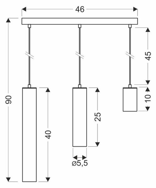 Candellux Tubo závěsné svítidlo 3x25 W černá 33-79107