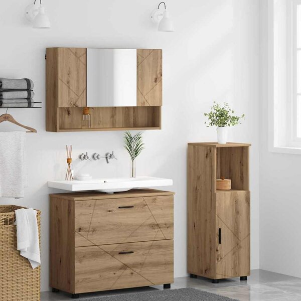 Sada koupelnového nábytku 3 ks Artisanový dub 76,5 x 35 x 64 cm 3393032