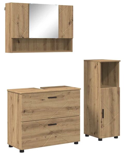 Sada koupelnového nábytku 3 ks Artisanový dub 76,5 x 35 x 64 cm 3393032