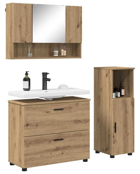 Sada koupelnového nábytku 3 ks Artisanový dub 76,5 x 35 x 64 cm 3393032