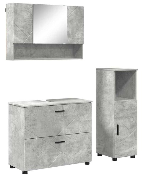 Sada koupelnového nábytku 3 ks Betonově šedá 76,5 x 35 x 64 cm 3393026