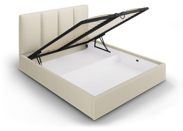 Béžová čalouněná dvoulůžková postel s úložným prostorem s roštem 180x200 cm Juniper – Mazzini Beds