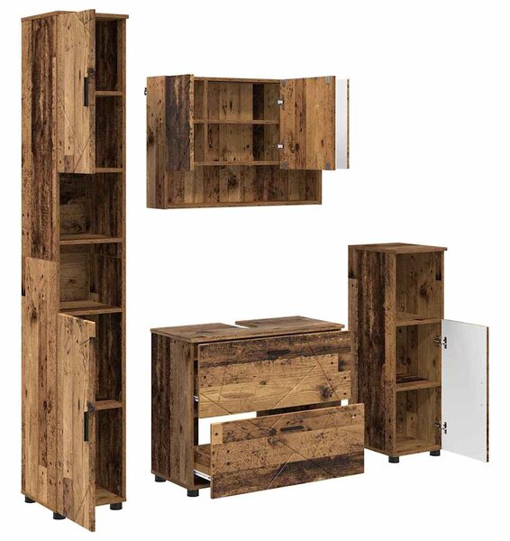Sada koupelnového nábytku 4 ks Staré dřevo 35 x 30 x 192 cm 3393051