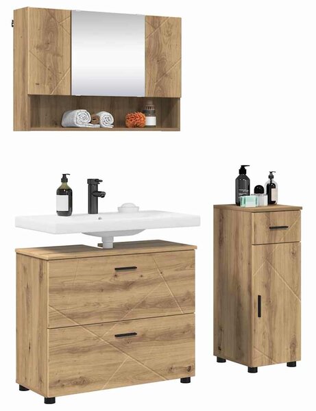 Sada koupelnového nábytku 3 ks Artisanový dub 76,5 x 35 x 64 cm 3393042