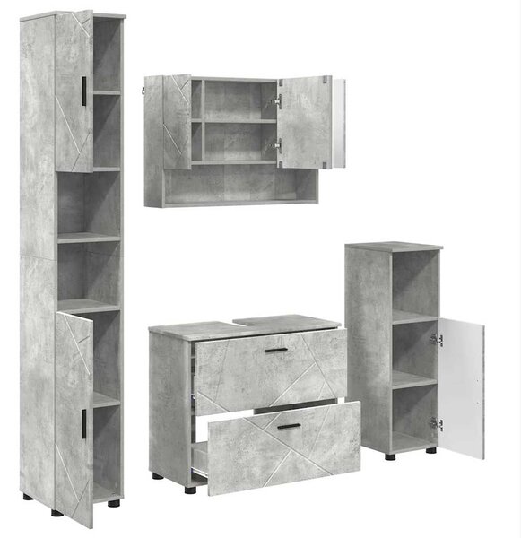 Sada koupelnového nábytku 4 ks Betonově šedá 35 x 30 x 192 cm 3393046