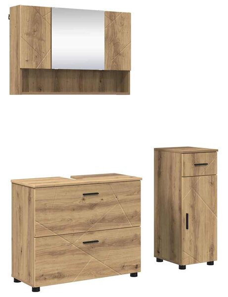 Sada koupelnového nábytku 3 ks Artisanový dub 76,5 x 35 x 64 cm 3393042