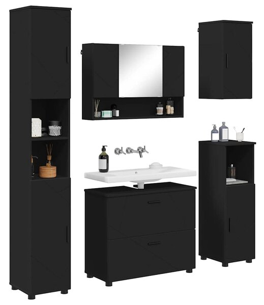 Sada koupelnového nábytku 5 ks Černá 35 x 30 x 192 cm 3393064