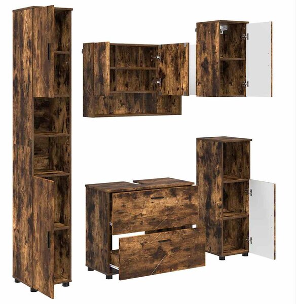 Sada koupelnového nábytku 5 ks Kouřový dub 35 x 30 x 192 cm 3393068