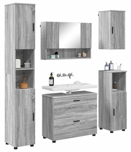 Sada koupelnového nábytku 5 ks Šedá Sonoma 35 x 30 x 192 cm 3393069