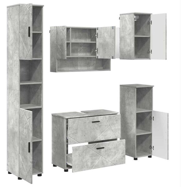 Sada koupelnového nábytku 5 ks Betonově šedá 35 x 30 x 192 cm 3393066