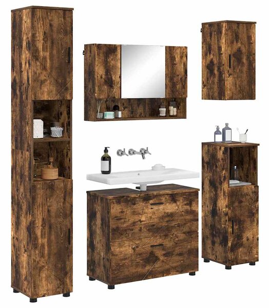 Sada koupelnového nábytku 5 ks Kouřový dub 35 x 30 x 192 cm 3393068