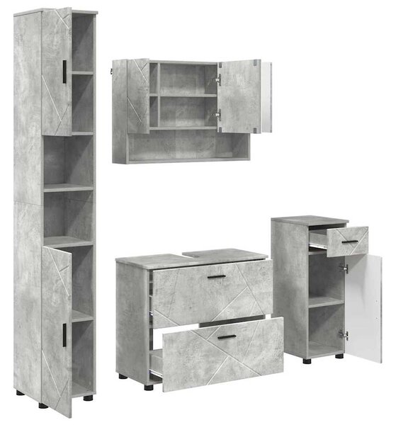 Sada koupelnového nábytku 4 ks Betonově šedá 35 x 30 x 192 cm 3393056