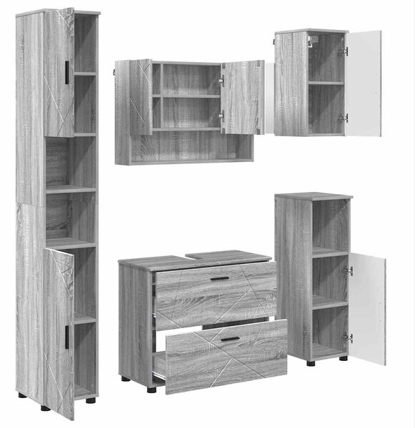 Sada koupelnového nábytku 5 ks Šedá Sonoma 35 x 30 x 192 cm 3393069