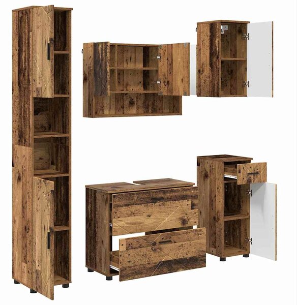 Sada koupelnového nábytku 5 ks Staré dřevo 35 x 30 x 192 cm 3393081