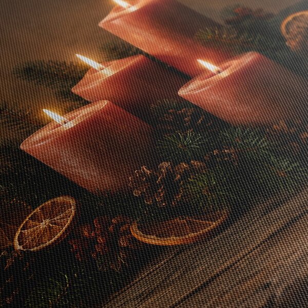 Obraz adventní svíčky s jehličím
