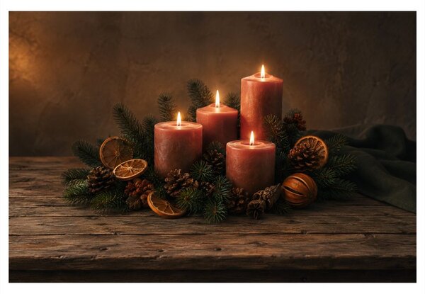 Obraz adventní svíčky s jehličím