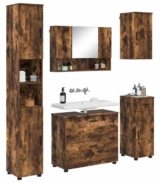Sada koupelnového nábytku 5 ks Kouřový dub 35 x 30 x 192 cm 3393078