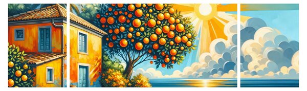 Obraz - Dům s pomeranči I. (170x50 cm)