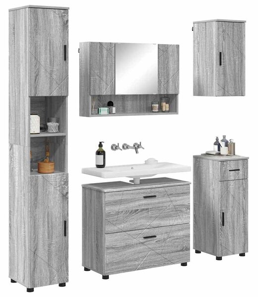Sada koupelnového nábytku 5 ks Šedá Sonoma 35 x 30 x 192 cm 3393079