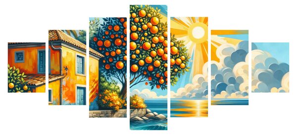 Obraz - Dům s pomeranči I. (210x100 cm)