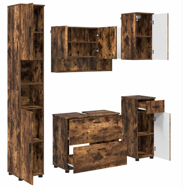 Sada koupelnového nábytku 5 ks Kouřový dub 35 x 30 x 192 cm 3393078